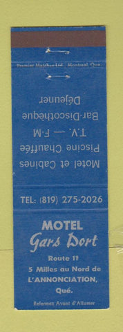 Matchbook Cover - Motel Gars Dort L' Annonciation QC