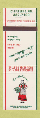 Matchbook Cover - La Molisana Pizza Italian Montreal QC