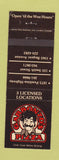 Matchbook Cover - Garbanzo's Pizza Winnipeg MB