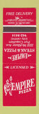 Matchbook Cover - Empire Steak and Pizza Port Coquitlam BC