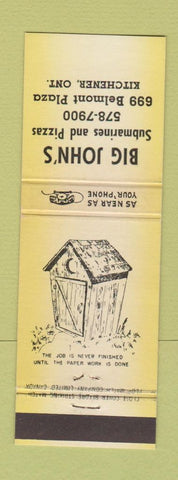 Matchbook Cover - Big John's Subs Pizza Kitchener ON YELLOW