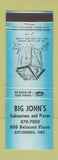 Matchbook Cover - Big John's Subs Pizza Kitchener ON BLUE