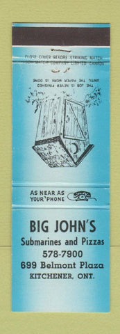 Matchbook Cover - Big John's Subs Pizza Kitchener ON BLUE