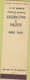 Matchbook Cover - Justin McCarthy Funerals Elmira NY
