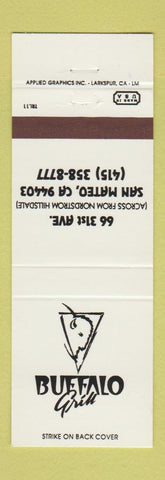 Matchbook Cover - Buffalo Grill San Mateo CA