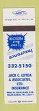 Matchbook Cover - Jack Loyda Insurance Milwaukee WI