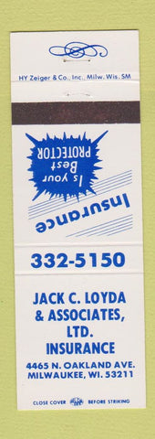 Matchbook Cover - Jack Loyda Insurance Milwaukee WI