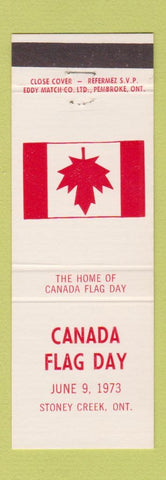 Matchbook Cover - Canada Flag Day Stoney Creek ON 1973