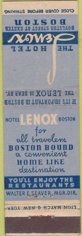 Matchbook Cover - Hotel Lenox Boston MA