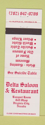 Matchbook Cover - Delta Saloon Restaurant Virginia City NV