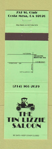 Matchbook Cover - Tin Lizzie Saloon Costa Mesa CA GREEN