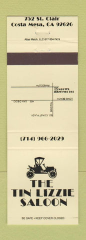 Matchbook Cover - Tin Lizzie Saloon Costa Mesa CA YELLOW