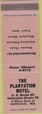 Matchbook Cover - Plantation Motel Hancock MD