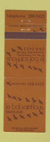 Matchbook Cover - Le Bal Saint Louis Montreal QC
