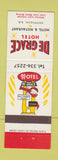 Matchbook Cover - De Grace Hotel Shippagan NB
