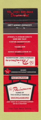 Matchbook Cover - Plainsman Smorgasbord Dundas ON
