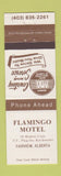 Matchbook Cover - Flamingo Motel Fairview AB