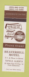 Matchbook Cover - Beaverhill Motel Tofield AB