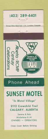 Matchbook Cover - Sunset Motel Calgary AB