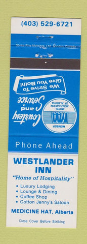 Matchbook Cover - Westlander Inn Medicine Hat AB #1