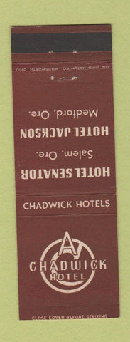 Matchbook Cover - Hotels Salem OR Medford OR Chadwick