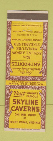 Matchbook Cover - Skyline Caverns Front Royal VA