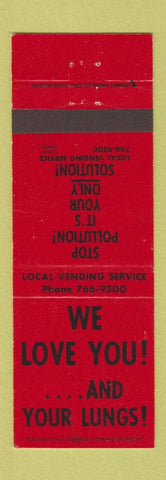 Matchbook Cover - Local Vending Anti Smoking Franklin Park IL