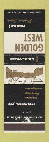 Matchbook Cover - Golden West Motel Regina SK WEAR