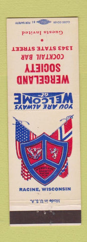 Matchbook Cover - Wergeland Society Racine WI