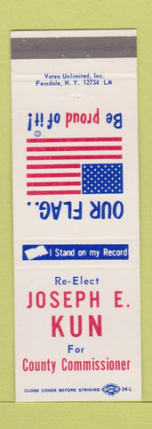 Matchbook Cover - Joseph E Kun for County Commissioner