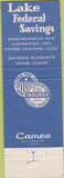 Matchbook Cover - Lake Federal Savings Hammond IN