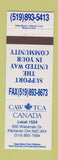 Matchbook Cover - CAW TCA Canada Union Kitchener ON