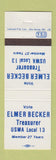 Matchbook Cover - Elmer Becker Treasurer Election USWA Union