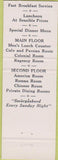 Matchbook Cover - Highland Hotel Springfield MA lobster