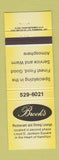 Matchbook Cover - Brook's Restaurant Hamilton ON YELLOW