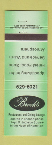 Matchbook Cover - Brook's Restaurant Hamilton ON GREEN