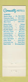Matchbook Cover - Community Inn Grandview MB