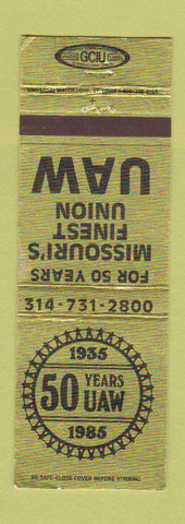 Matchbook Cover - UAW Union 50th 1985 MO