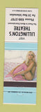 Matchbook Cover - Lillington's Theatre pinup Canada WEAR