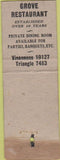 Matchbook Cover - Grove Restaurant  CT? WORN