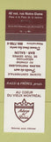 Matchbook Cover - Au Coeur Du Vieux Montreal QC