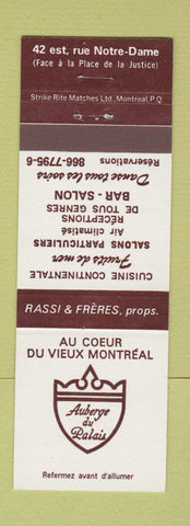 Matchbook Cover - Au Coeur Du Vieux Montreal QC