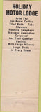 Matchbook Cover - Holiday Motor Lodge Kimball NE