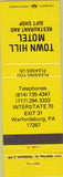 Matchbook Cover - Town Hill Motel Warfordsburg PA