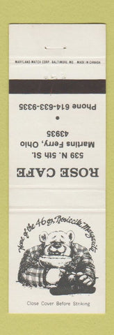 Matchbook Cover - Rose Cafe Martins Ferry OH Bear