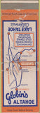 Matchbook Cover - Globin's Al Tahoe Lake Tahoe CA