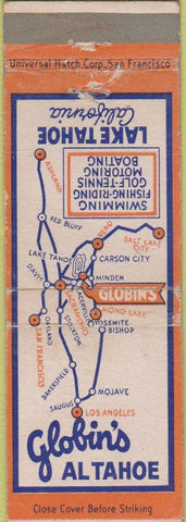 Matchbook Cover - Globin's Al Tahoe Lake Tahoe CA