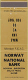 Matchbook Cover - Norway National Bank South Paris ME Bridgton