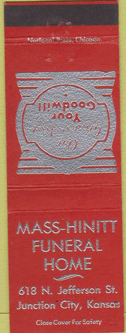 Matchbook Cover - Mass Hinitt Funeral Home Junction City KS