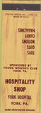 Matchbook Cover - Hospitality Shop York PA Hospital